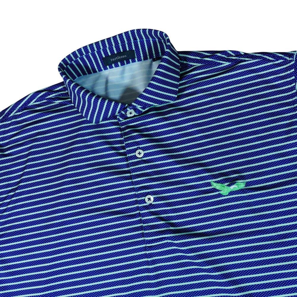 Turtleson Performance Blue Striped Eagle Logo Gol… - image 1